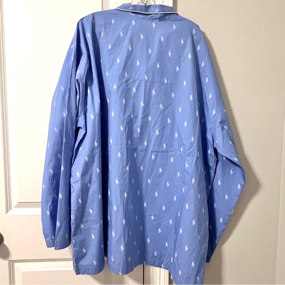 NWT Polo Ralph Lauren Pajama Shirt Mens 3XL Blue Pony Logo Button Up - Picture 6 of 13